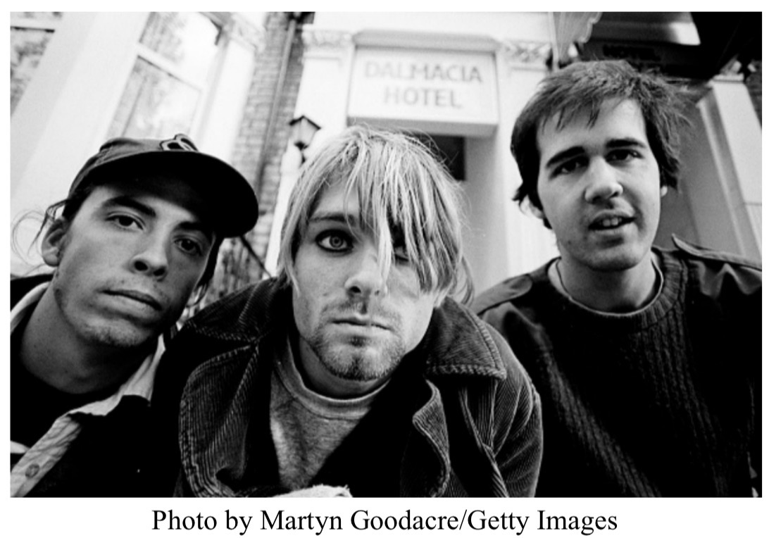 Nirvana band members photographed by Martyn Goodacre for Getty Images